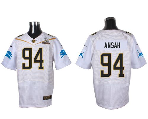  Lions #94 Ziggy Ansah White 2016 Pro Bowl Men's Stitched NFL Elite Jersey