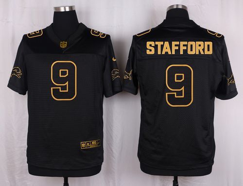  Lions #9 Matthew Stafford Black Men's Stitched NFL Elite Pro Line Gold Collection Jersey