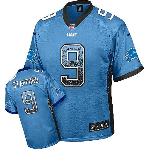  Lions #9 Matthew Stafford Blue Team Color Men's Stitched NFL Elite Drift Fashion Jersey