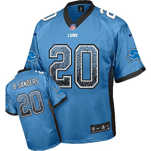  Lions #20 Barry Sanders Blue Team Color Men's Stitched NFL Elite Drift Fashion Jersey