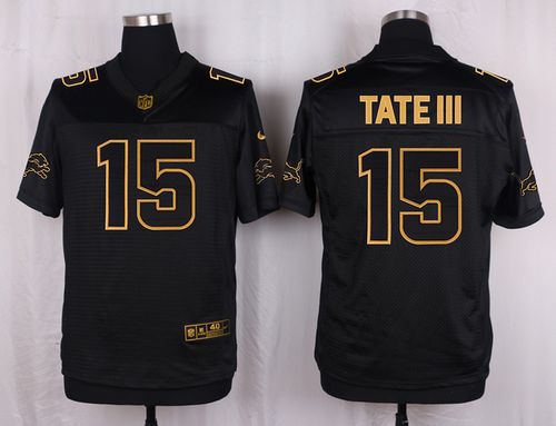  Lions #15 Golden Tate III Black Men's Stitched NFL Elite Pro Line Gold Collection Jersey