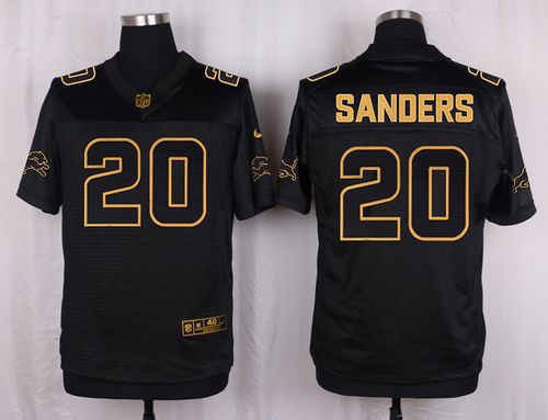  Lions #20 Barry Sanders Black Men's Stitched NFL Elite Pro Line Gold Collection Jersey