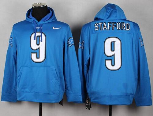 Detroit Lions #9 Matthew Stafford Pullover NFL Hoodie Blue