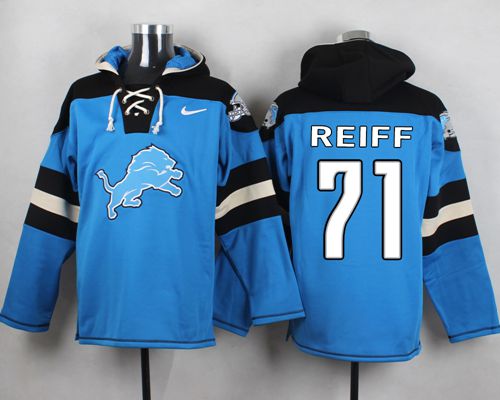  Lions #71 Riley Reiff Blue Player Pullover NFL Hoodie