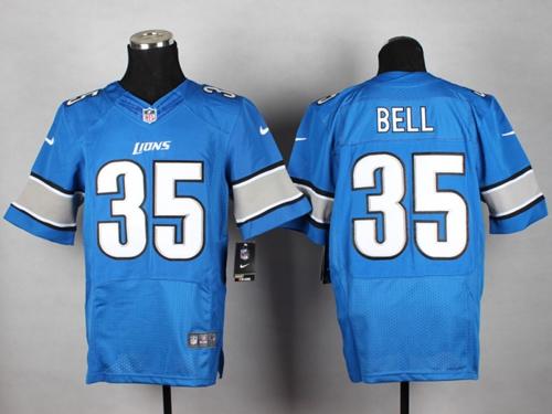  Lions #35 Joique Bell Blue Team Color Men's Stitched NFL Elite Jersey