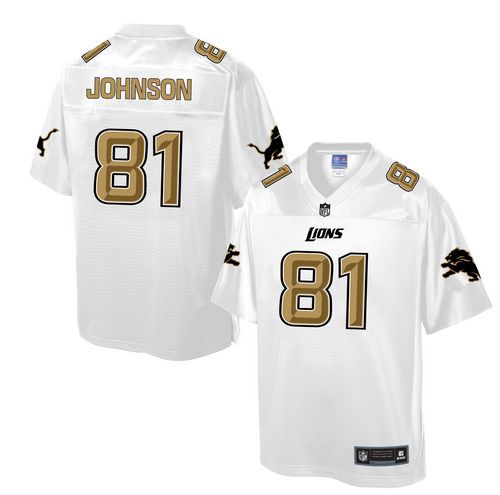  Lions #81 Calvin Johnson White Men's NFL Pro Line Fashion Game Jersey