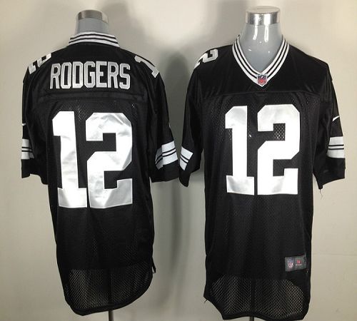  Packers #12 Aaron Rodgers Black Shadow Men's Stitched NFL Elite Jersey