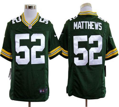  Packers #52 Clay Matthews Green Team Color Men's Stitched NFL Game Jersey