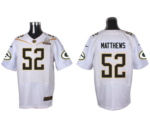  Packers #52 Clay Matthews White 2016 Pro Bowl Men's Stitched NFL Elite Jersey