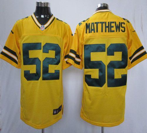  Packers #52 Clay Matthews Yellow Alternate Men's Stitched NFL Elite Jersey