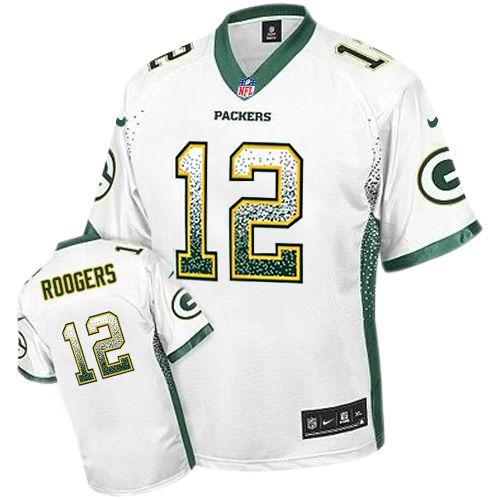  Packers #12 Aaron Rodgers White Men's Stitched NFL Elite Drift Fashion Jersey
