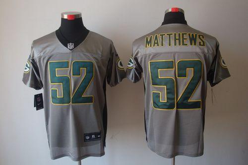  Packers #52 Clay Matthews Grey Shadow Men's Stitched NFL Elite Jersey