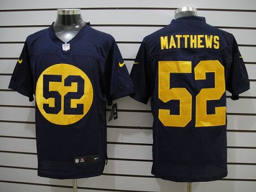  Packers #52 Clay Matthews Navy Blue Alternate Men's Stitched NFL Elite Jersey