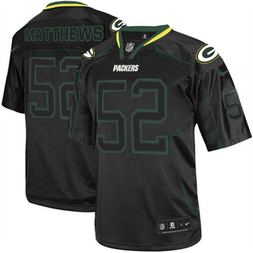  Packers #52 Clay Matthews Lights Out Black Men's Stitched NFL Elite Jersey