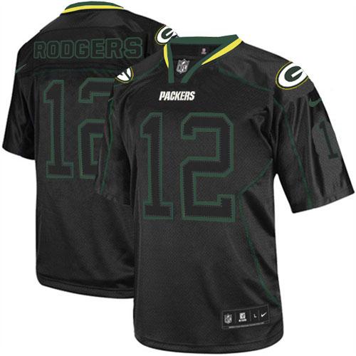  Packers #12 Aaron Rodgers Lights Out Black Men's Stitched NFL Elite Jersey