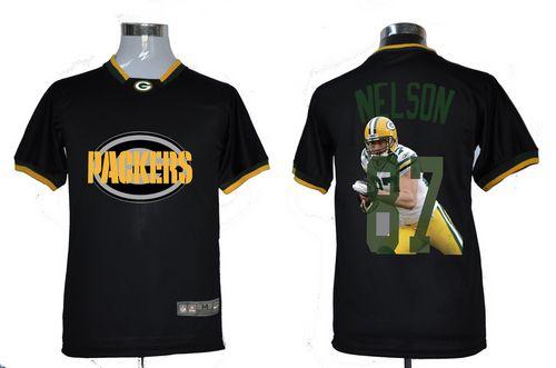 Packers #87 Jordy Nelson Black Men's NFL Game All Star Fashion Jersey