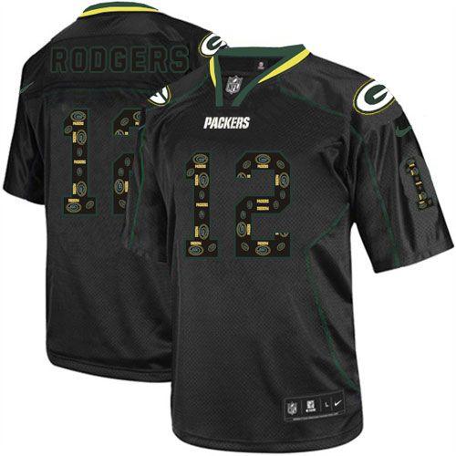  Packers #12 Aaron Rodgers New Lights Out Black Men's Stitched NFL Elite Jersey