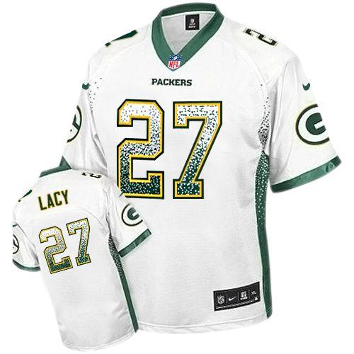  Packers #27 Eddie Lacy White Men's Stitched NFL Elite Drift Fashion Jersey