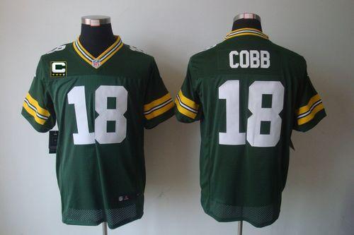  Packers #18 Randall Cobb Green Team Color With C Patch Men's Stitched NFL Elite Jersey
