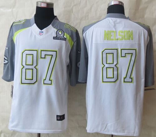  Packers #87 Jordy Nelson White Pro Bowl Men's Stitched NFL Elite Team Carter Jersey