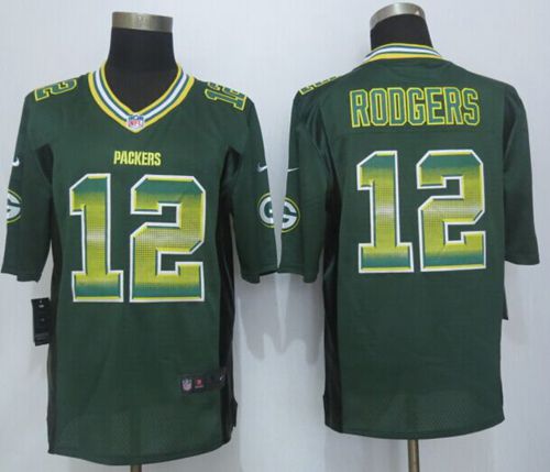  Packers #12 Aaron Rodgers Green Team Color Men's Stitched NFL Limited Strobe Jersey