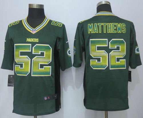  Packers #52 Clay Matthews Green Team Color Men's Stitched NFL Limited Strobe Jersey