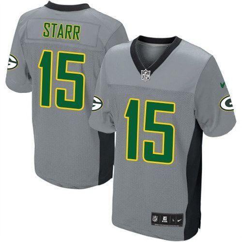  Packers #15 Bart Starr Grey Shadow Men's Stitched NFL Elite Jersey