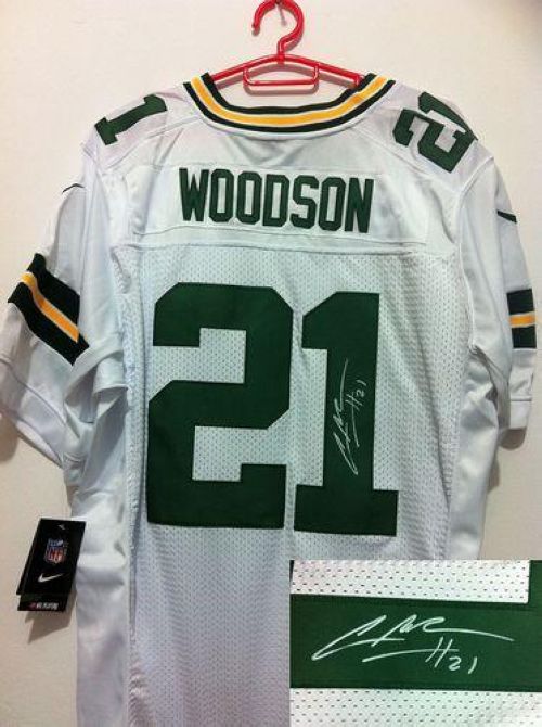  Packers #21 Charles Woodson White Men's Stitched NFL Elite Autographed Jersey
