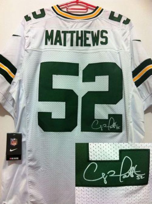  Packers #52 Clay Matthews White Men's Stitched NFL Elite Autographed Jersey