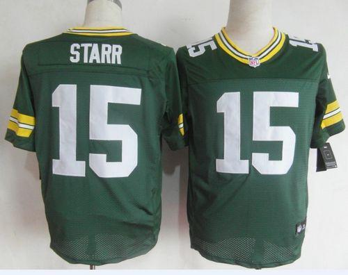  Packers #15 Bart Starr Green Team Color Men's Stitched NFL Elite Jersey