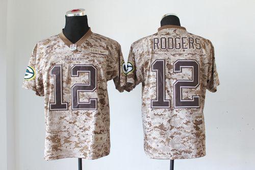  Packers #12 Aaron Rodgers Camo USMC Men's Stitched NFL New Elite Jersey