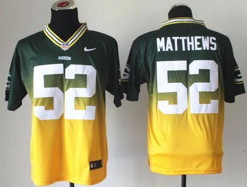  Packers #52 Clay Matthews Green/Gold Men's Stitched NFL Elite Fadeaway Fashion Jersey