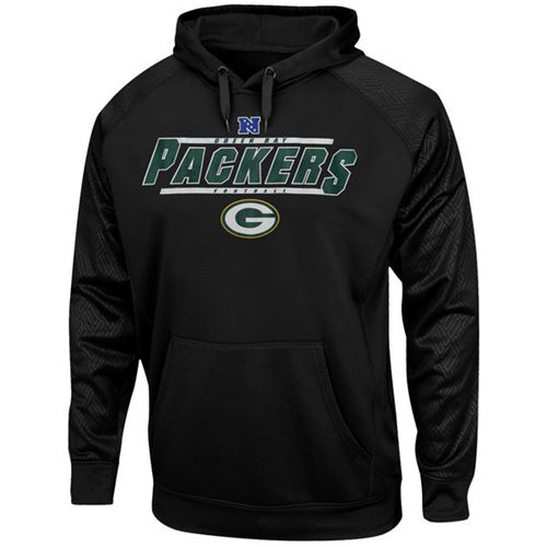 Green Bay Packers Majestic Synthetic Hoodie Sweatshirt Black