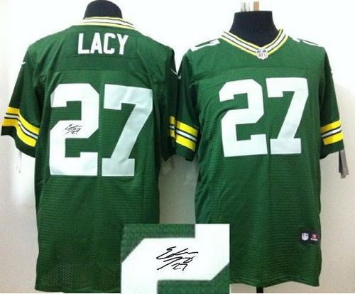  Packers #27 Eddie Lacy Green Team Color Men's Stitched NFL Elite Autographed Jersey