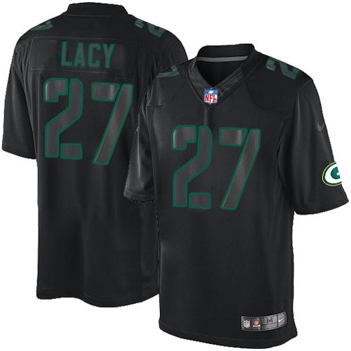  Packers #27 Eddie Lacy Black Men's Stitched NFL Impact Limited Jersey