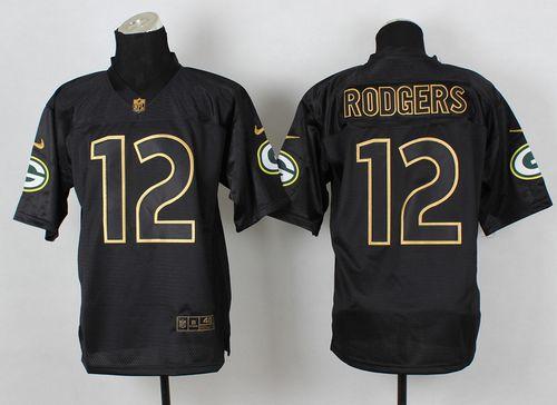  Packers #12 Aaron Rodgers Black Gold No. Fashion Men's Stitched NFL Elite Jersey