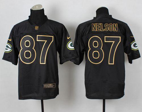  Packers #87 Jordy Nelson Black Gold No. Fashion Men's Stitched NFL Elite Jersey