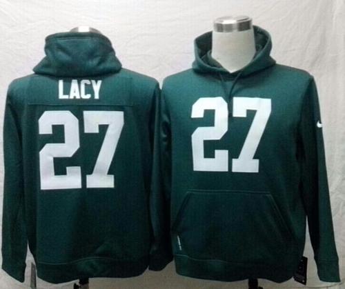 Green Bay Packers #27 Eddie Lacy Green NFL Pullover Hoodie