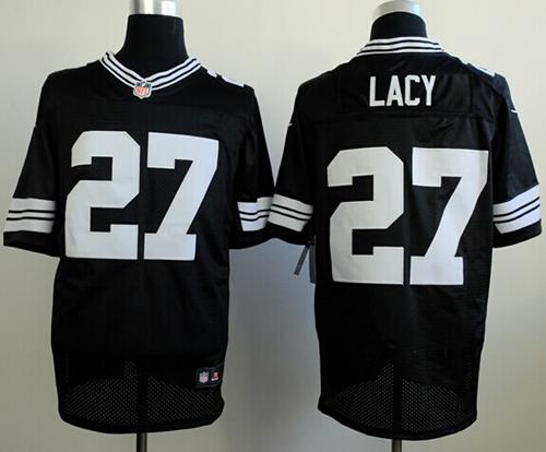  Packers #27 Eddie Lacy Black Shadow Men's Stitched NFL Elite Jersey