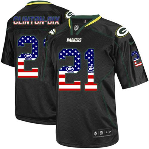  Packers #21 Ha Ha Clinton Dix Black Men's Stitched NFL Elite USA Flag Fashion Jersey