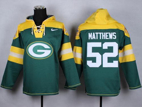  Packers #52 Clay Matthews Green Player Pullover NFL Hoodie
