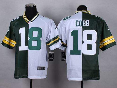  Packers #18 Randall Cobb Green/White Men's Stitched NFL Elite Split Jersey