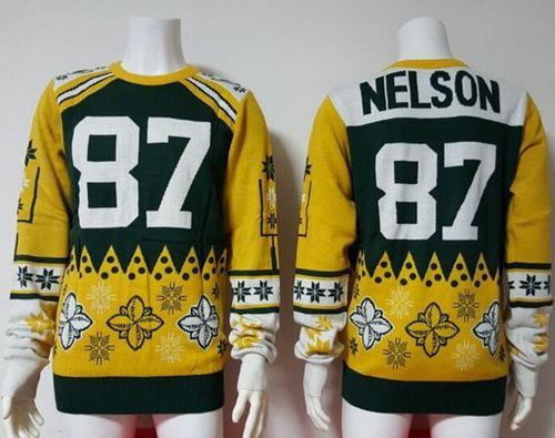  Packers #87 Jordy Nelson Green/Yellow Men's Ugly Sweater