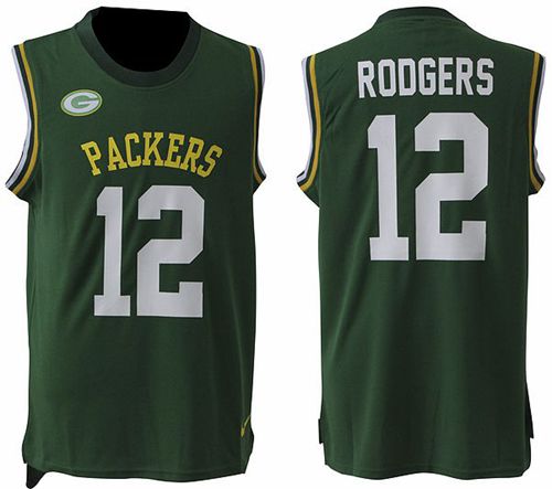  Packers #12 Aaron Rodgers Green Team Color Men's Stitched NFL Limited Tank Top Jersey