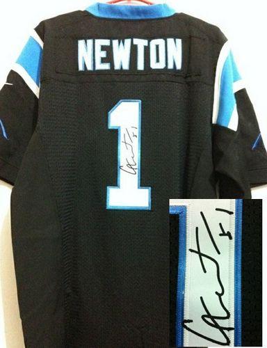  Panthers #1 Cam Newton Black Team Color Men's Stitched NFL Elite Autographed Jersey