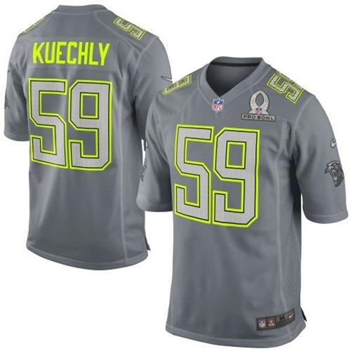  Panthers #59 Luke Kuechly Grey Pro Bowl Men's Stitched NFL Elite Team Sanders Jersey