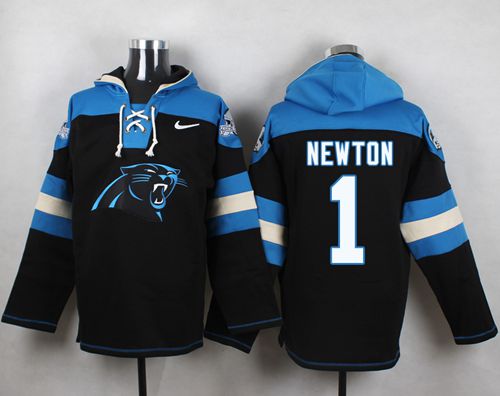  Panthers #1 Cam Newton Black Player Pullover NFL Hoodie
