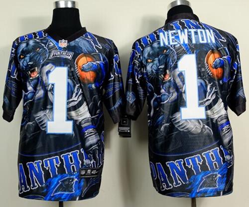  Panthers #1 Cam Newton Team Color Men's Stitched NFL Elite Fanatical Version Jersey