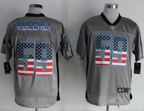  Panthers #59 Luke Kuechly Grey Men's Stitched NFL Elite USA Flag Fashion Jersey