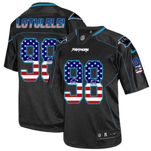 Panthers #98 Star Lotulelei Black Men's Stitched NFL Elite USA Flag Fashion Jersey